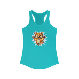 Shiba Inu Women's Tank Top, Cute Dog Lover Sleeveless Shirt, Ideal Racerback Singlet, Graphic Tee Gift for Her, Animal Print Summer Top