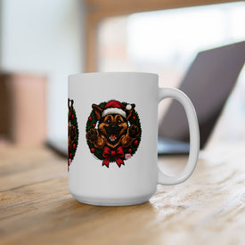 Festive  German Shepherd Dog Lover Ceramic Mug | Christmas Gift, Holiday Decor, Pet Lover's Mug, Cute GSD Cup, Coffee Tea Mug