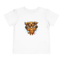 Load image into Gallery viewer, Toddler Tee - Joyful Jumping Dachshund Puppy Graphic