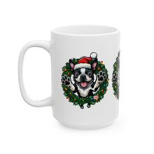 Load image into Gallery viewer, Festive Boston Terrier Dog Lover Mug, Christmas Dog Mug, Holiday Gift for Pet Owners, Cute Puppy Design Cup, Funny Coffee Tea Mug