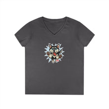 Load image into Gallery viewer, Cute Siberian Husky Dog Illustration Ladies' V-Neck T-Shirt, Pet Lover Gift, Casual Wear, Dog Mom Shirt