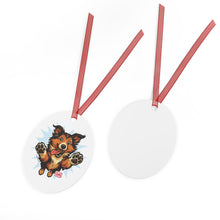 Load image into Gallery viewer, Metal Ornament featuring a Playful Collie Dog Design, Christmas Decoration, Collie Lover Gift, Personalized Holiday Keepsake