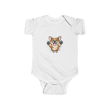 Load image into Gallery viewer, Happy Leaping Corgi Illustration Infant Bodysuit | Cute Puppy Baby Onesie