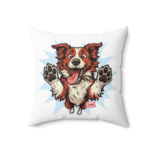Load image into Gallery viewer, Red Border Collie Dog Lover's Square Pillow, Cute Pet Decor, Animal Gift, Throw Pillow for Home, Dog Art Cushion