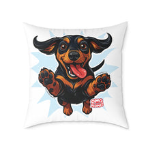 Load image into Gallery viewer, Playful Happy Dachshund Pillow , Multiple size options, Dachshund Lover Gift