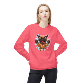 Playful Pug Crewneck Sweatshirt - Cozy Unisex Fleece, Dog Lover Gift, Pet Apparel, Cute Sweatshirt, Fun Dog Design