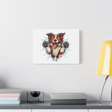 Load image into Gallery viewer, Happy Border Collie Illustration Canvas | Matte Stretched 1.25"