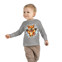 Load image into Gallery viewer, Shiba Inu Puppy Toddler Long Sleeve Tee | Cute Jumping Dog Kids Shirt
