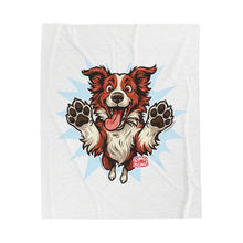 Load image into Gallery viewer, Playful Red Border Collie Dog Plush Blanket, Cozy Pet Blanket, Adorable Dog Lover Gift, Soft Throw for Home Decor, Pet Adoption Gift