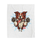 Playful Red Border Collie Dog Plush Blanket, Cozy Pet Blanket, Adorable Dog Lover Gift, Soft Throw for Home Decor, Pet Adoption Gift