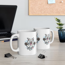 Load image into Gallery viewer, Mug - Happy White Husky Dog in Mid Leap Ceramic Mug (11oz, 15oz)