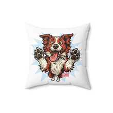Load image into Gallery viewer, Red Border Collie Dog Lover's Square Pillow, Cute Pet Decor, Animal Gift, Throw Pillow for Home, Dog Art Cushion