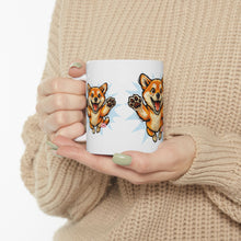 Load image into Gallery viewer, Happy Jumping Shiba Inu Mug | Cute Dog Illustration Ceramic Mug