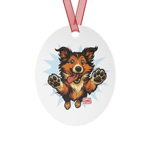 Load image into Gallery viewer, Metal Ornament featuring a Playful Collie Dog Design, Christmas Decoration, Collie Lover Gift, Personalized Holiday Keepsake
