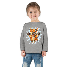 Load image into Gallery viewer, Shiba Inu Puppy Toddler Long Sleeve Tee | Cute Jumping Dog Kids Shirt