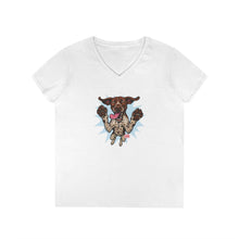 Load image into Gallery viewer, Playful German Shorthaired Pointer Dog Graphic V-Neck T-Shirt, Casual Wear, Pet Lover Gift, GSP Mom Shirt, Birthday Gift