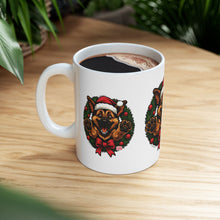 Load image into Gallery viewer, Festive  German Shepherd Dog Lover Ceramic Mug | Christmas Gift, Holiday Decor, Pet Lover's Mug, Cute GSD Cup, Coffee Tea Mug