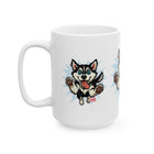 Happy Leaping Siberian Husky Ceramic mug, 11oz and 15oz, Husky Dog Parent Gift