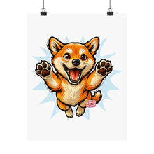 Load image into Gallery viewer, Happy Jumping Shiba Inu Puppy Poster | Satin Poster (210gsm)