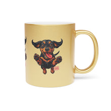 Load image into Gallery viewer, Happy Dachshund Illustration Metallic Mug | Silver or Gold