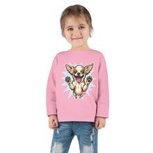 Load image into Gallery viewer, Happy Jumping Chihuahua Toddler Tee | Cute Dog Illustration
