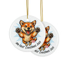 Cute Shiba Inu "My First Christmas 2025" Ornament | Ceramic Ornament