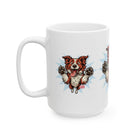 Cheerful Red Border Collie Dog Mug, Pet Lover Gift, Cute Coffee Cup, Animal Enthusiast, Fun Home Decor, Dog-themed Drinkware