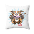 Red Nose Pit Bull Pillow for Pitbull puppy and dog lovers - Spun Polyester Square Pillow