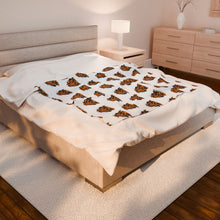 Load image into Gallery viewer, Leaping Longhaired Dachshund Velveteen Plush Blanket Doxie Welcome Home
