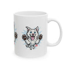 Mug - Happy White Husky Dog in Mid Leap Ceramic Mug (11oz, 15oz)