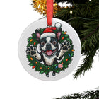 Festive Boston Terrier Dog Ornament, Holiday Decoration, Pet Lover Gift, Acrylic Tree Decor, Merry Christmas Keepsake