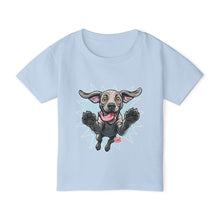 Load image into Gallery viewer, Happy Jumping Weimaraner Dog Toddler T-shirt | Playful Puppy Illustration