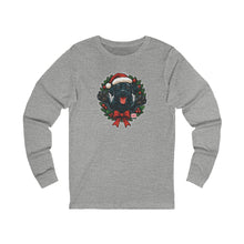 Load image into Gallery viewer, ChristmasBlack Labrador Dog Long Sleeve Tee, Festive Unisex Shirt, Holiday Apparel, Dog Lover Gift, Winter Wear, Cozy Tee