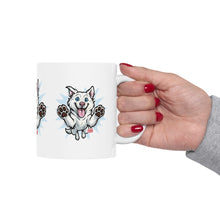 Load image into Gallery viewer, Mug - Happy White Husky Dog in Mid Leap Ceramic Mug (11oz, 15oz)
