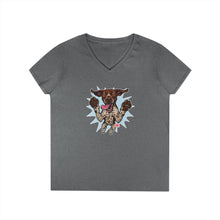Load image into Gallery viewer, Playful German Shorthaired Pointer Dog Graphic V-Neck T-Shirt, Casual Wear, Pet Lover Gift, GSP Mom Shirt, Birthday Gift