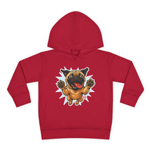 Load image into Gallery viewer, Adorable Toddler Fleece Hoodie with Playful Pug Design, Kids Pullover, Cute Dog Sweater, Pet Lover Gift, Cozy Toddler Apparel