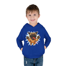 Load image into Gallery viewer, Adorable Toddler Fleece Hoodie with Playful Pug Design, Kids Pullover, Cute Dog Sweater, Pet Lover Gift, Cozy Toddler Apparel