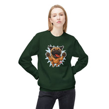 Load image into Gallery viewer, Playful Pug Crewneck Sweatshirt - Cozy Unisex Fleece, Dog Lover Gift, Pet Apparel, Cute Sweatshirt, Fun Dog Design
