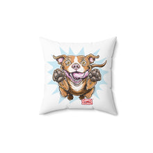 Load image into Gallery viewer, Jumping Happy Rednose Pitbull Dog pillow | Cute cartoon Pit illustration