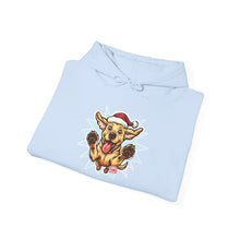 Load image into Gallery viewer, Festive Yellow Labrador Hoodie - Cozy Holiday Sweatshirt, Unique Gift for Christmas, Winter Wear, Cute Yellow Lab, Unisex Hooded Pullover