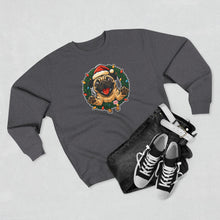 Load image into Gallery viewer, Festive Pug Sweatshirt, Unisex Crewneck, Holiday Gift, Dog Lover Apparel, Christmas Sweater, Cozy Winter Wear