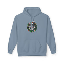 Load image into Gallery viewer, Festive Boston Terrier Wreath Design Hoodie - Cozy Winter Apparel, Gift for Her, Holiday Essentials, Warm Fleece, Casual Wear