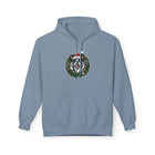 Festive Boston Terrier Wreath Design Hoodie - Cozy Winter Apparel, Gift for Her, Holiday Essentials, Warm Fleece, Casual Wear