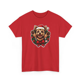 Christmas Yorkie Dog T-Shirt, Holiday Pet Tee, Unisex Graphic Tee, Cute Dog Lover Gift, Santa Dog Shirt, Christmas Apparel