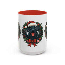 Christmas Black Labrador Dog Coffee Mug, Holiday Mug, Pet Lover Gift, Festive Black Mug, Dog-Themed Drinkware