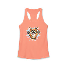 Load image into Gallery viewer, Cute Leaping Corgi Racerback Tank | Playful Happy Corgi Design