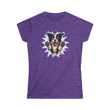 Load image into Gallery viewer, OMG Youre Home Dog Reunion T-Shirt: Happy and Excited Leaping Border Collie Women's Shirt