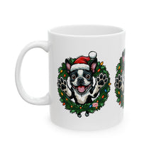 Load image into Gallery viewer, Festive Boston Terrier Dog Lover Mug, Christmas Dog Mug, Holiday Gift for Pet Owners, Cute Puppy Design Cup, Funny Coffee Tea Mug