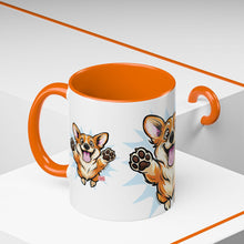 Load image into Gallery viewer, Excited Leaping Corgi  Accent Coffee Mug - Cute Dog Lover Gift (11oz)