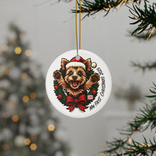 Load image into Gallery viewer, Holiday Ceramic Ornaments, Personalized Yorkie Decor, Dog Lovers Christmas, My First Christmas 2025